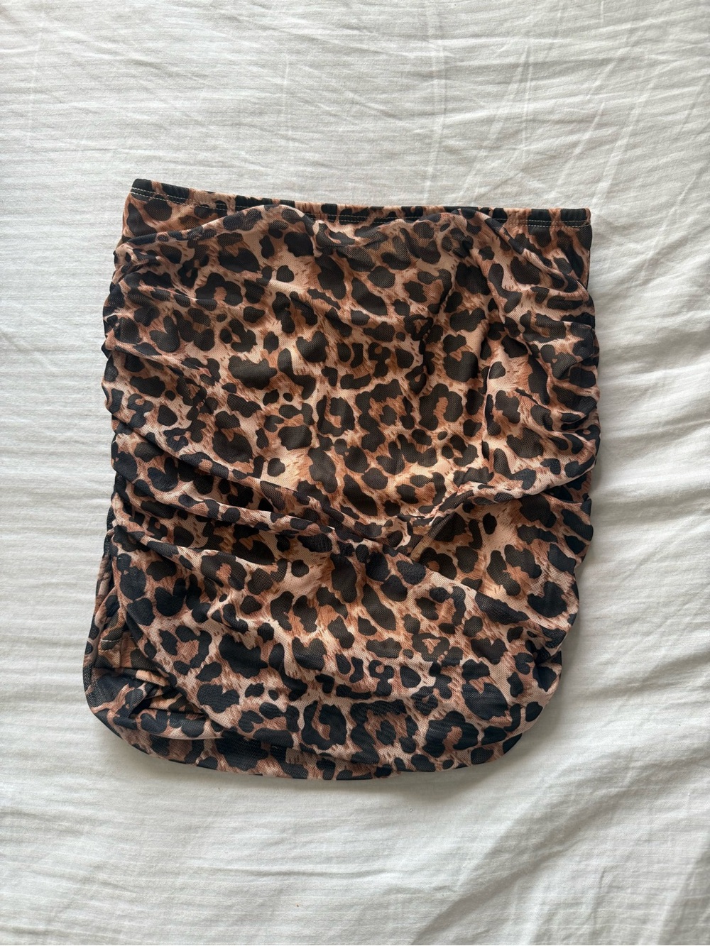 Cheetah Leopard Print Ruched Mini Skirt - Black & Tan